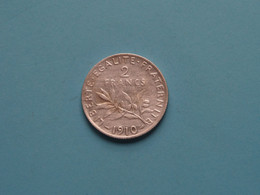 1910 - 2 Francs ( Uncleaned Coin / For Grade, Please See >>> Voir SCANS Svp ) ! - 2 Francs