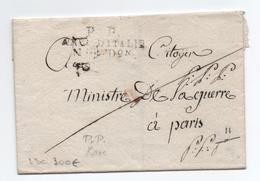 ARMEE D'ITALIE - LETTRE Avec MP PORT PAYE ARMEE D'ITALIE PP Pour MINISTRE DE LA GUERRE à PARIS - Army Postmarks (before 1900)