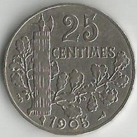 Pièce De Monnaie 25 Centimes Patey 1905 - 25 Centimes