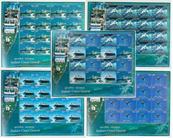 India 2008 Coast Guard Sheetlets Complete Set Of 5 FULL SHEETLETS MNH As Per Scan - Sonstige & Ohne Zuordnung