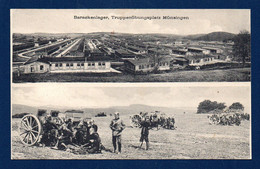 Truppenübungsplatz Münsingen (Bade-Wurtemburg). 2 Vues. Barackenlager. Terrain De Tir, Artillerie. - Maniobras