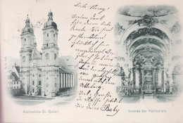 AK: POSTKARTE 1898 Kathedrale St. Gallen , Mi: 54Y / ZNr: 61B, Ziffermuster. Von St.Gallen Nach Donaueschingen - Eglises Et Cathédrales