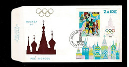 ZAIRE 1980, CB BL41 Moscow Olympic Games, Jeux Olympiques Moscou, FDC - 1980-1989