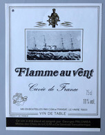 étiquette VIN Années 60 Paquebot Flamme Au Vent Cuvée De France Georges Palomba CGM Ex Transat Le Havre - Paquebots