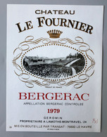 étiquette VIN Bergerac 1979 Château Le Fournier Geromin Lamothe Montravel CGM Ex Transat Le Havre - Paquebotes