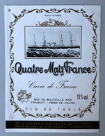 étiquette VIN Paquebot Quatre Mats Cuvée De France Georges Palomba Compagnie Générale Transatlantique Le Havre - Paquebotes