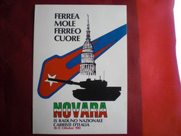 CARTOLINA ILLUSTRATA ESERCITO 9 RADUNO NAZIONALE CARRISTI ITALIA  NOVARA 1981 FERREA MOLE FERREO CUORE - Other & Unclassified
