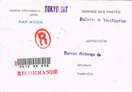 47479. Carta Aerea Certificada TOKYO (Japon) 1956. Oficial, Bureau D'Echange.  Oficina De Cambio - Briefe U. Dokumente