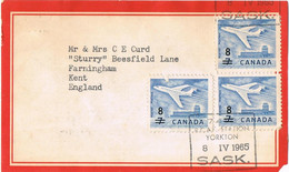 47480. Tarjeta De Paquete  Aereo YORKTON (Sask) Canada 1965 - Covers & Documents