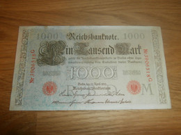 Reichsbanknote 1000 Mark 1910 , Rot Gestempelt , Ein Tausend Mark !!! - 1000 Mark