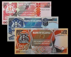 # # # Set 3 Banknoten Uganda 350 Shillings UNC 1991/98 # # # - Uganda