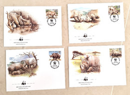 SWAZILAND  Rhinocéros, WWF, Yvert N° 525/28, Enveloppe 1er Jour , FDC. 1987 - Rhinocéros