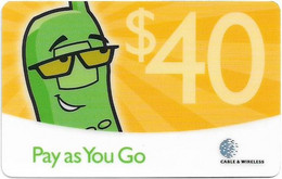 St. Vincent - C&W - Pay As You Go, GSM Refill, 40EC$, Used - St. Vincent & The Grenadines