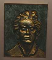 Plaque De Bronze Martelée - Visage De BEETHOVEN, - Bronze Véritable - Brons