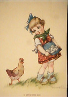 ILLUSTRATA  CASTELLI V BAMBINA E GALLINS LR UOVA SONO MIE   VB1942  IY3880 - Castelli