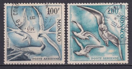 MONACO - 1955 - OISEAUX POSTE AERIENNE - YVERT N°55/56 OBLITERES - COTE = 30 EUR - - Airmail