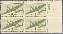 UNITED STATES    SCOTT NO C26  MNH   YEAR  1941  PLATE NUMBER BLOCK - 2b. 1941-1960 Unused