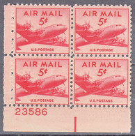 UNITED STATES    SCOTT NO C33  MNH   YEAR  1947  PLATE NUMBER BLOCK - 2b. 1941-1960 Nuevos