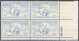 UNITED STATES    SCOTT NO C43  MNH   YEAR  1949  PLATE NUMBER BLOCK - 2b. 1941-1960 Ungebraucht