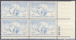 UNITED STATES    SCOTT NO C43  MNH   YEAR  1949  PLATE NUMBER BLOCK - 2b. 1941-1960 Nuevos