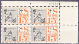 UNITED STATES    SCOTT NO C58  MNH   YEAR  1959  PLATE NUMBER BLOCK - 2b. 1941-1960 Ongebruikt