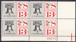 UNITED STATES    SCOTT NO C62  MNH   YEAR  1961  PLATE NUMBER BLOCK - 2b. 1941-1960 Ongebruikt