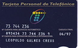 BMP-010 TARJETA PERSONAL DE ESPAÑA DE TELEFONICA MULTIDESTINO FECHA 06/95 - Tests & Service