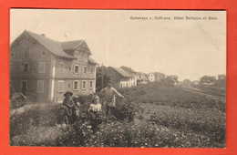 ZSH-11 Geneveys Sur Coffrane Hotel Bellevue Et Gare. ANIME  Dambach Carte-photo. Circ. 1920 Cachet Militaire - Coffrane