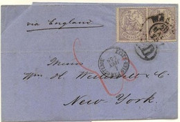 1875 SPAIN LETTER FROM  MALAGA TO NEW YORK  (ED.148) - Lettres & Documents