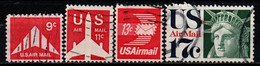 STATI UNITI - 1971 - Silhouette Of Delta Wing Plane, Silhouette Of Jet Airliner, Winged Airmail Envelope, Statue Of Libe - 3a. 1961-… Gebraucht