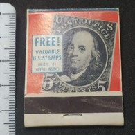 Caja Carterita Fósforos Free Valuable U. S. Stamps - Casi Completa - Boites D'allumettes