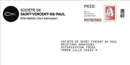 France 2018 - PAP - Mi 7075 Ay - YT 5253A ( Marianne L'Engagée - St-Vincent-de-Paul ) Mention Philaposte - PAP : Risposta