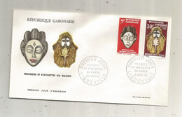 FDC, Premier Jour, GABON , Lettre, 1966, LIBREVILLE, Masques Et Statuettes Du GABON - Gabun (1960-...)