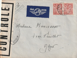 LETTRE 1943 PARIS 106 Pour ALGER Censure Type IRIS - 1939-44 Iris