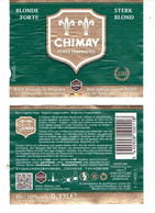 2 Étiquettes De Bière Chimay Pères Trappistes Blonde Forte (10%, 0,33 L.) Abbaye De Scourmont, Belgique - Bière