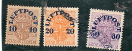 SUEDE,SVERIGE ,1920 LUFTPOST Poste Aérienne Airmail, N° 1,2,3 - Oblitérés