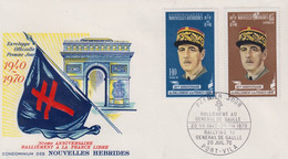 Enveloppe  FDC  1er Jour   NOUVELLES  HEBRIDES   Hommage  Au  Général  DE  GAULLE   1970 - FDC