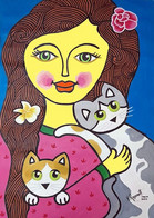LASSIE  WITH  PUSSY  CATS - Huiles