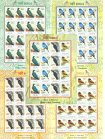 India 2016 Near Threatened Birds Complete Set Of 5 Full Sheetlets MNH As Per Scan - Autres & Non Classés