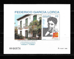 ESPAÑA 1998, PRUEBA LUJO EDIFIL 65 FEDERICO GARCÍA LORCA. MNH. - Plaatfouten & Curiosa