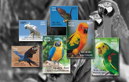 India 2016 Exotic Birds 6v Complete Set MNH Macaw Parrot Amazon Crested, As Per Scan - Koekoeken En Toerako's