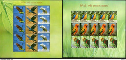 India 2016 Exotic Birds Set Of 2 Full Sheetlets MNH As Per Scan - Cuculi, Turaco