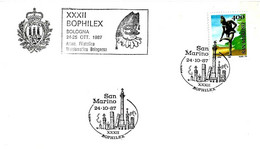 SAN MARINO - 1987 XXXII Bophilex Torri Di Bologna + Timbro Dottor Balanzone Su Busta Aasfn - 9803 - Briefe U. Dokumente