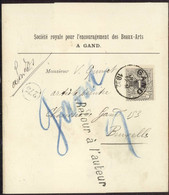 Bande D'Imprimé Complète: L'encouragement Des Beaux-arts/  Retour à L'auteur  N° 43a Gand 6 Juil 1892 / Bruxelles - 1869-1888 Liggende Leeuw