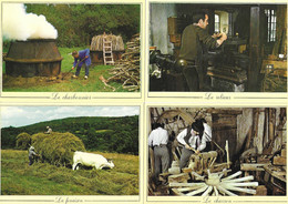 METIERS - LOT De 5 CPM " LES METIERS D'ANTAN " - Charbonnier, Relieur, Fenaison, Charron, Tissage - Repro. - Artisanat