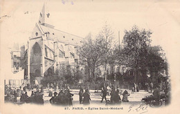 CPA - 75 - PARIS - EGLISE SAINT MEDARD - Animée - Dos Non Divisé - Kerken