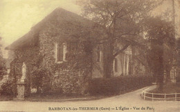 CPA BARBOTAN-les-THERMES : L'Eglise - Vue Du Parc - Barbotan