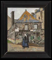 Henry-Claudius Forestier-1874Chêne-Bougeries-1922Meyrin-CAFÉ DU CENTRE PONT AVEN BRETAGNE(art Suisse Peinture Tableau - Oelbilder