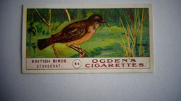 BRITISH BIRDS N° 44 STONECHAT Oiseau Bird  Cigarettes OGDEN'S Tobacco Vignette Trading Card Chromo - Ogden's