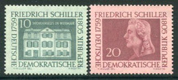 DDR / E. GERMANY 1959 Schiller Bicentenary MNH / **  Michel  733-34 - Unused Stamps